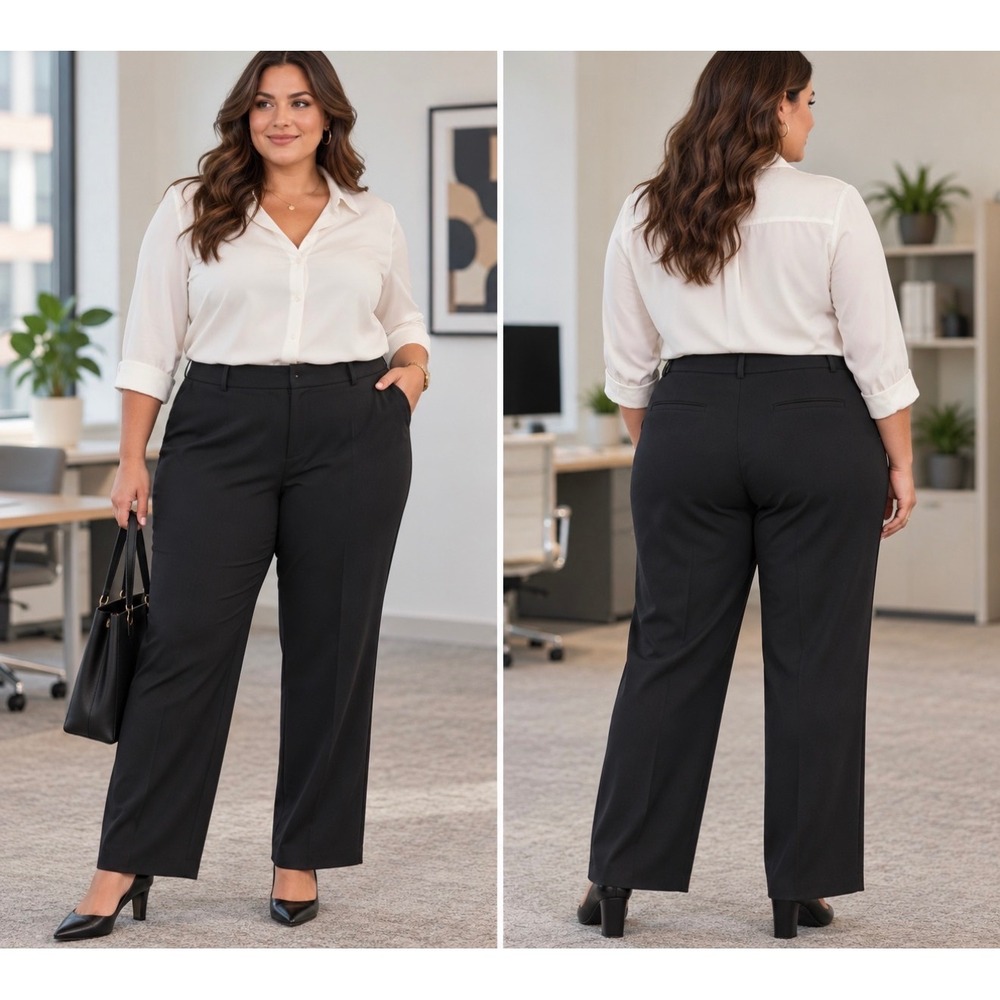 Talbots Easy Travel Wide Leg Pants Black Size 18W Triacetate Blend Trouser